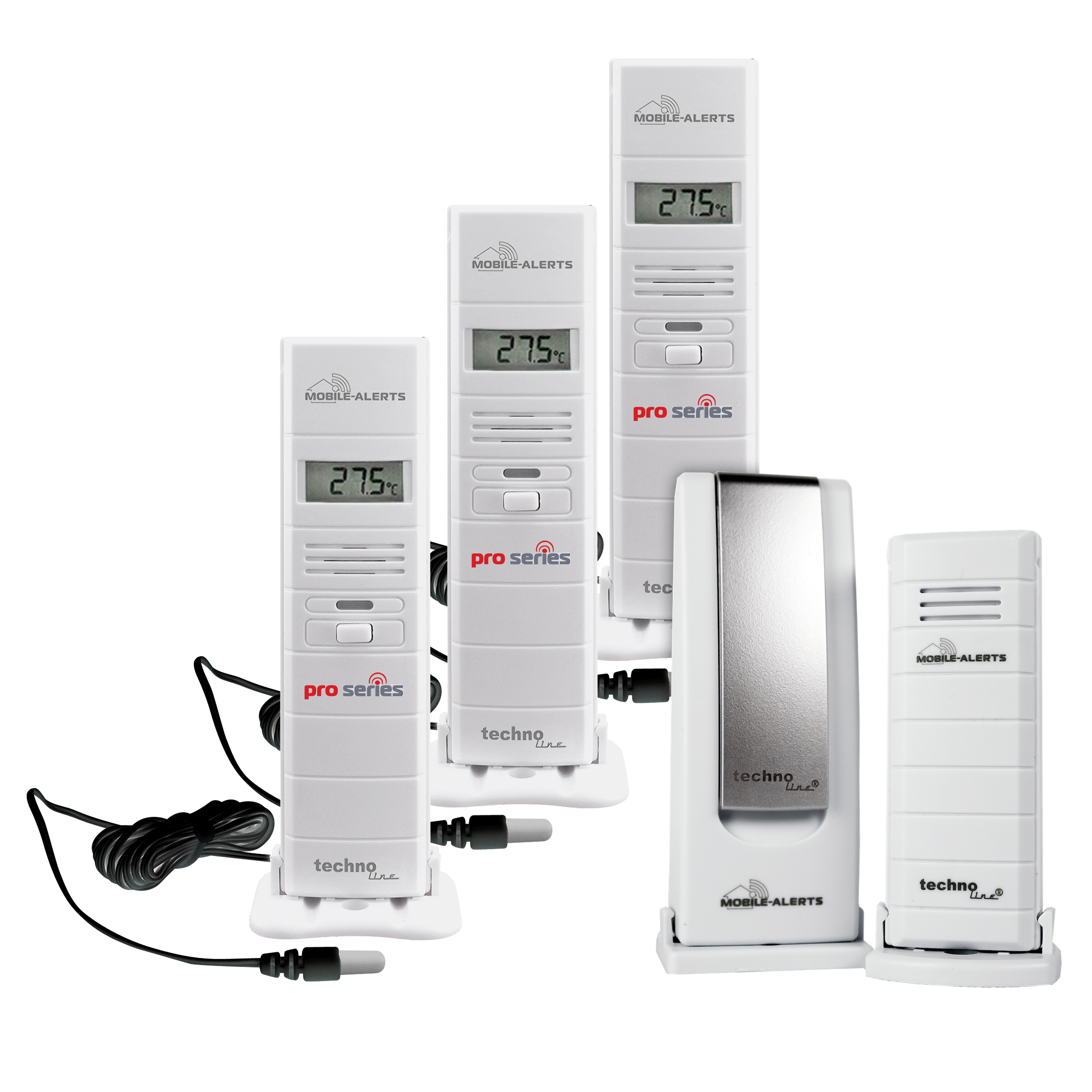 Technoline Mobile Alerts MA 10350 3 in 1 – thermo hygro hygro sensor en waterdetector in één, alarm via push melding en gegevensoverdracht naar je smartphone, perfect voor kelder, zolder, machine