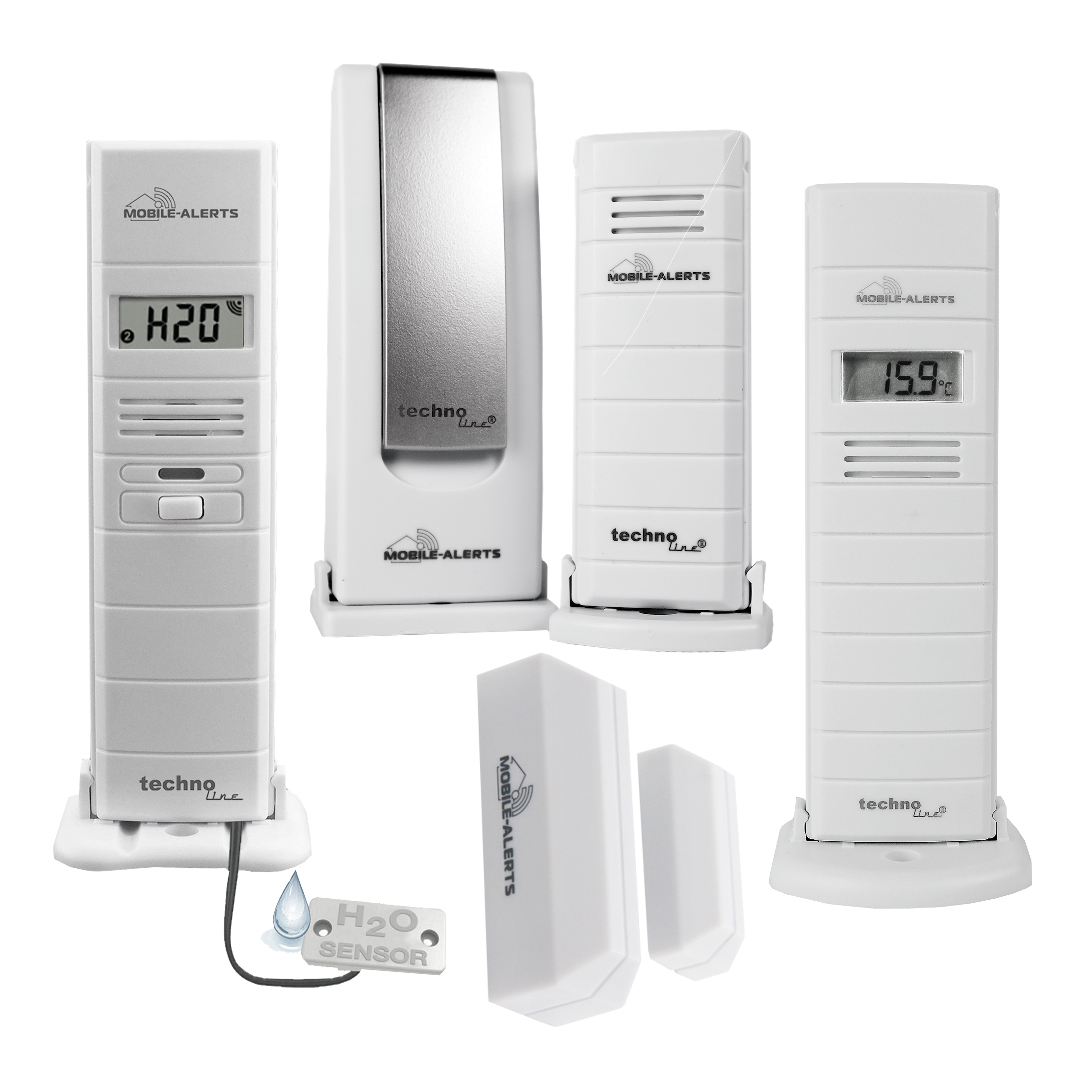 Mobile Alerts Wetter-Set (Gateway, Temperatursensor, 2x Thermo-/Hygrosensor, Fensterkontakt)