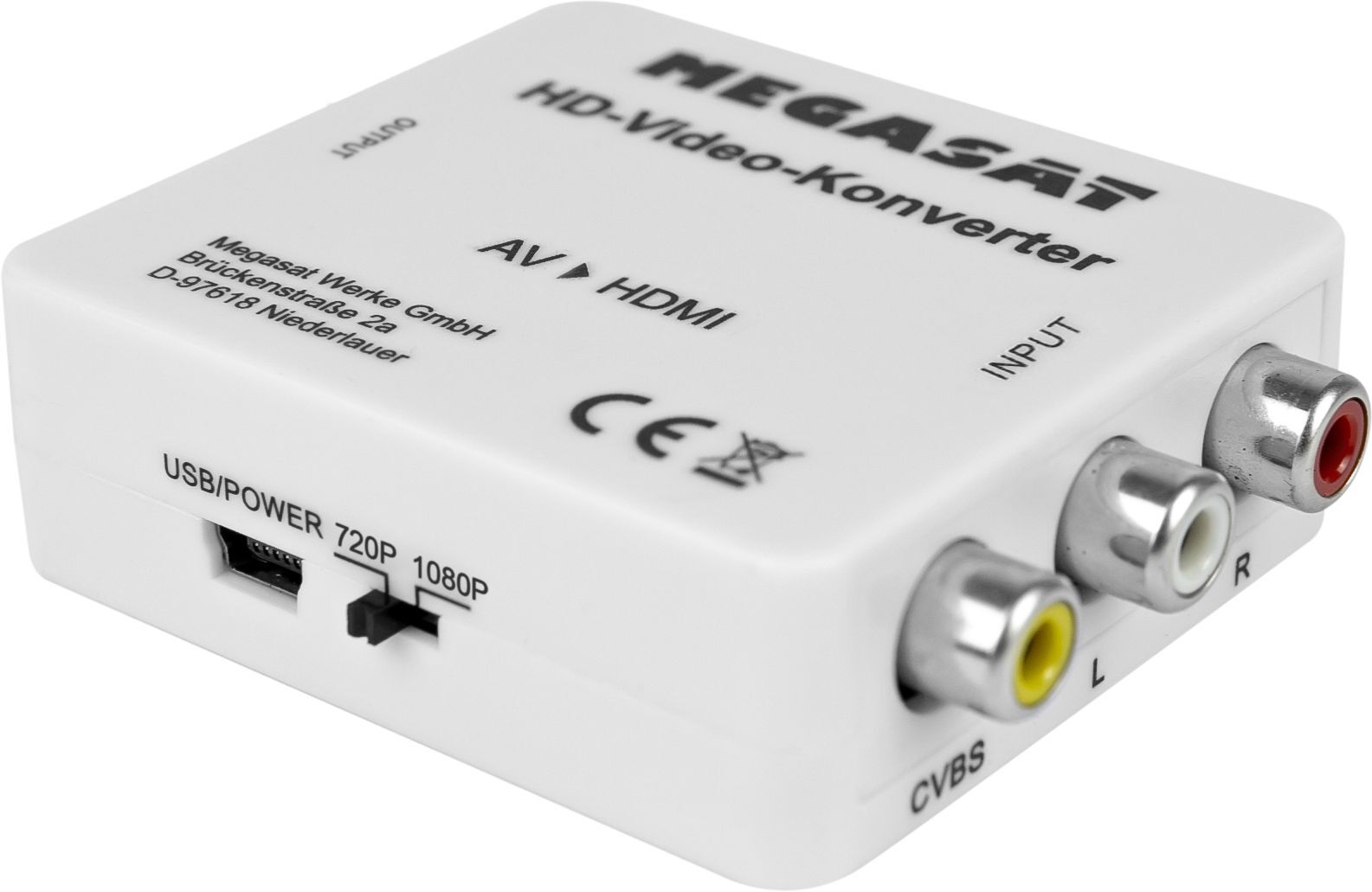 Megasat AV-zu-HDMI-Konverter, Plug & Play, HDMI 1.3, AV/HDMI-Adapter, 720p/1080p
