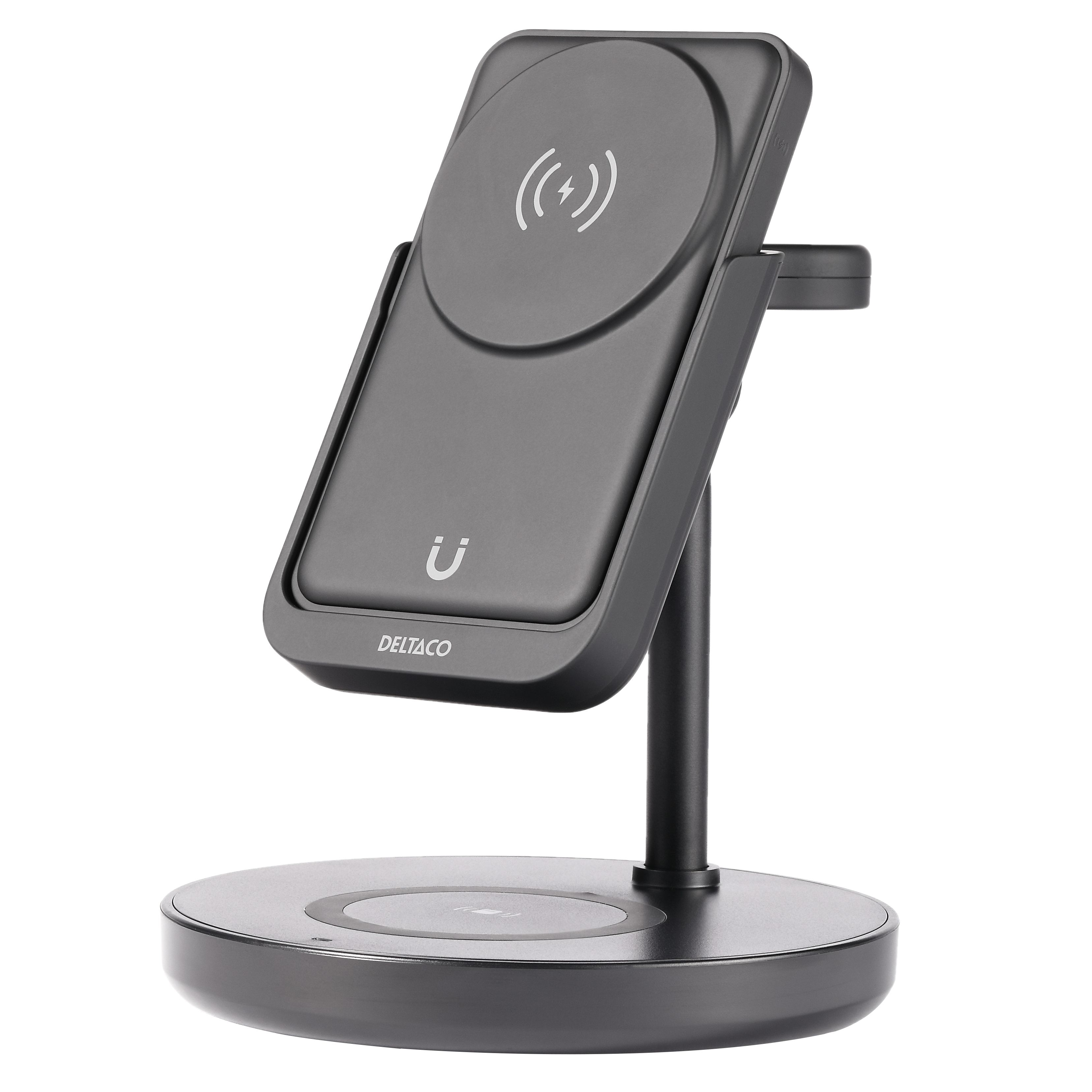 Deltaco 3-in-1 magnetischer Wireless Charger QI-1045 mit 5000-mAh-Powerbank und Apple Watch Stand
