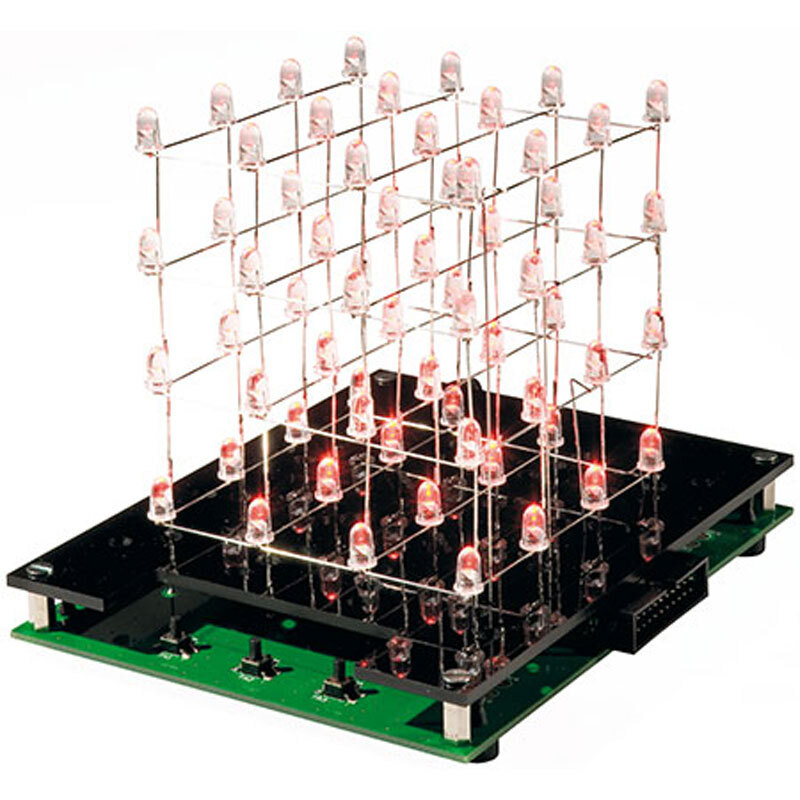 Pollin Bausatz LED-Cube 4x4x4 V2.0 – 64 LEDs Für Beeindruckende Lichteffekte