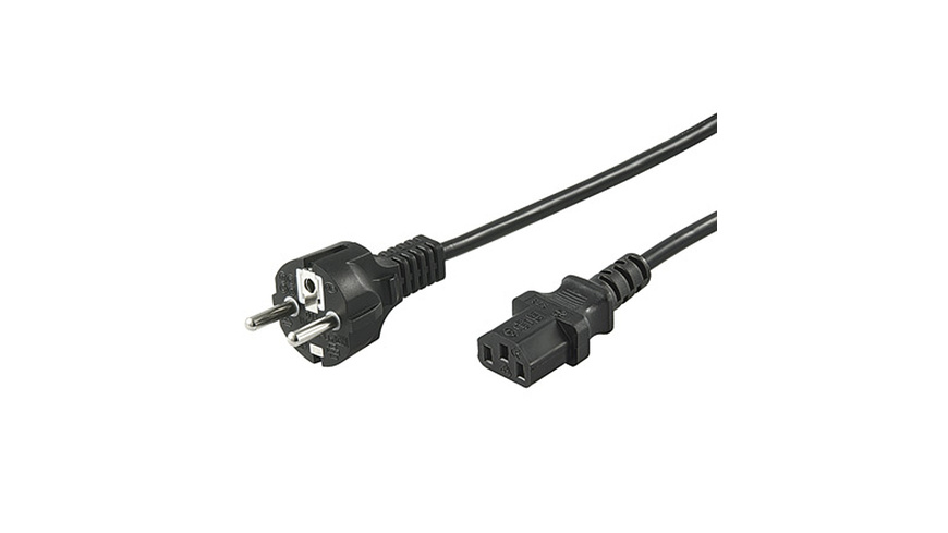 Netzkabel, Schutzkontakt-Stecker auf Kaltgerätestecker IEC 320-C13 Buchse 2 m, schwarz