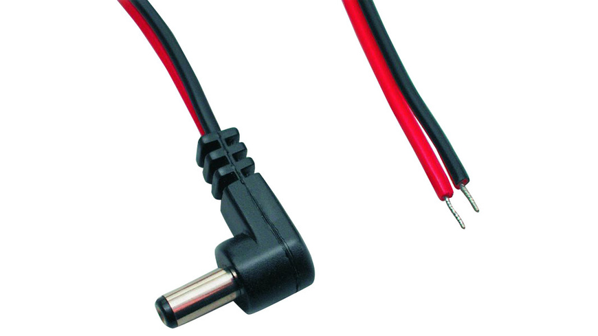 Winkel Kabel günstig Kaufen-DC-Kabel 2 x 0,4 mm² mit DC-Winkelhohlstecker 2,1/5,5/9,5 mm, 2 m, rot-schwarz. DC-Kabel 2 x 0,4 mm² mit DC-Winkelhohlstecker 2,1/5,5/9,5 mm, 2 m, rot-schwarz . 