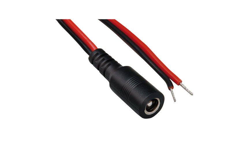mit Kupplung günstig Kaufen-DC-Kabel 2 x 0,4 mm² mit DC-Hohlsteckerkupplung 2,5/5,5 mm gerade, 2 m, rot-schwarz. DC-Kabel 2 x 0,4 mm² mit DC-Hohlsteckerkupplung 2,5/5,5 mm gerade, 2 m, rot-schwarz . 