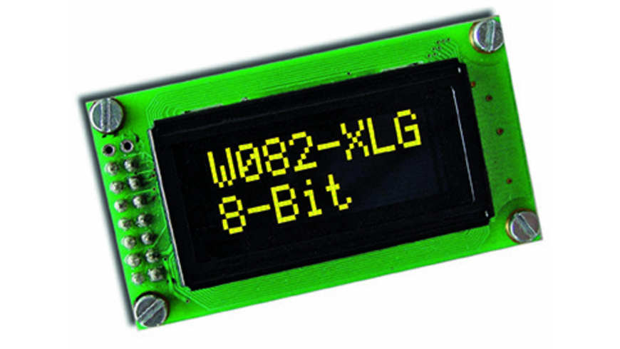 Electronic Assembly OLED-Display EAW082-XLG 2x8, character 5,5 mm, gelb