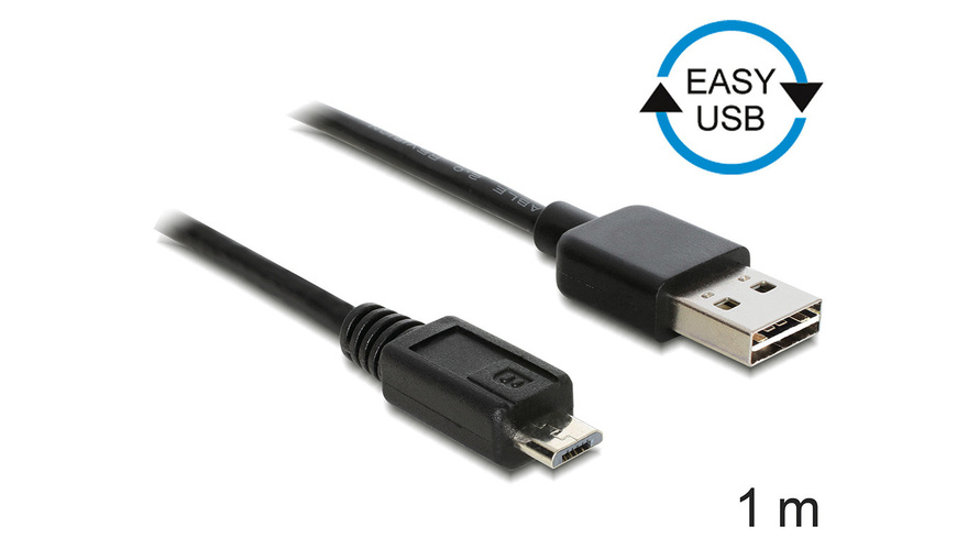 Kabel Delock günstig Kaufen-Delock USB 2.0 EASY-Kabel USB-Stecker (Typ A) auf Micro-USB-Stecker (Typ B), 1 m. Delock USB 2.0 EASY-Kabel USB-Stecker (Typ A) auf Micro-USB-Stecker (Typ B), 1 m <![CDATA[Dieses Kabel von Delock,mit EASY-USB Stecker,kann in beide Richtungen in die USB-A 