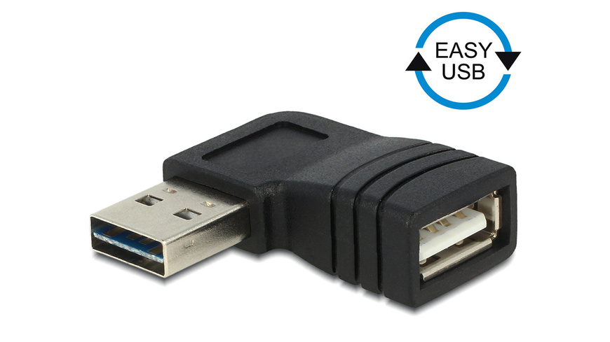 Delock Adapter günstig Kaufen-Delock USB-Adapter EASY-USB 2.0, A-Stecker auf A-Buchse, gewinkelt links/ rechts. Delock USB-Adapter EASY-USB 2.0, A-Stecker auf A-Buchse, gewinkelt links/ rechts <![CDATA[Dieser Adapter von Delock,mit EASY-USB Stecker,kann in beide Richtungen in die USB-