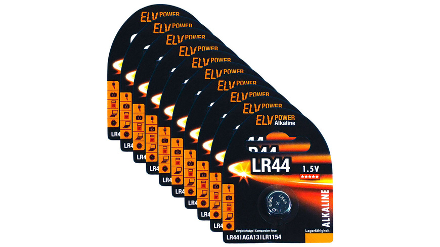 ELV Power Alkaline-Knopfzelle AG13/LR44, 10er Pack