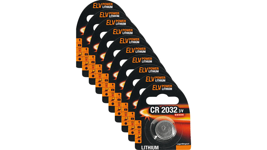 ELV Power Lithium-Knopfzelle CR 2032, 10er-Pack