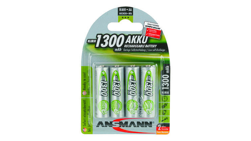 Ansmann NiMH Akku maxE, ready2use Mignon AA 1300mAh, R6 4er-Pack