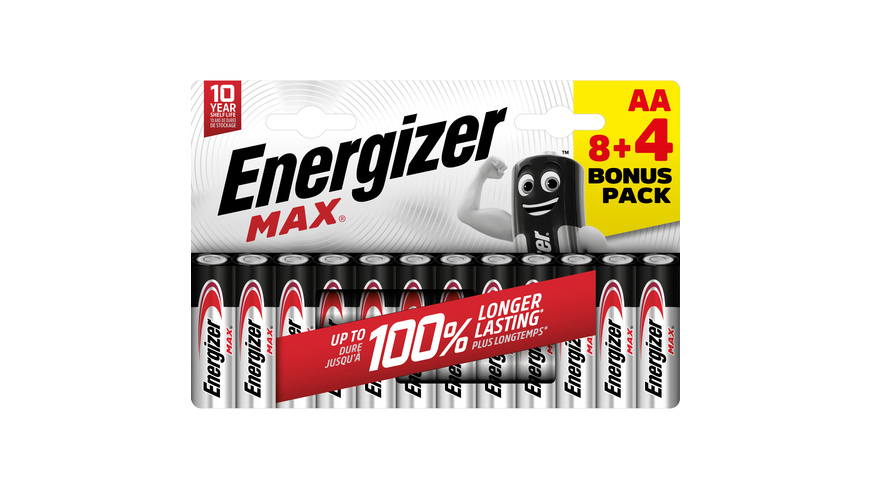 Energizer Max Alkaline Batterie Mignon AA, 8+4 Sparpack