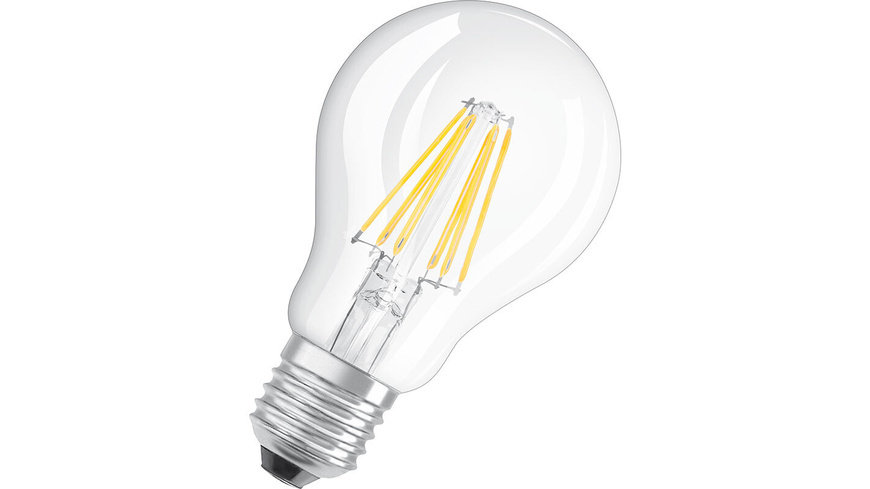 mit Faden günstig Kaufen-OSRAM 6,5-W-Filament-LED-Lampe E27, klar, warmweiß. OSRAM 6,5-W-Filament-LED-Lampe E27, klar, warmweiß <![CDATA[Diese mit innovativer LED-Filament-Technologie (LED-Fadenlampe) ausgestattete LED-Lampe vereinbart die klassische Glühlampenoptik mi