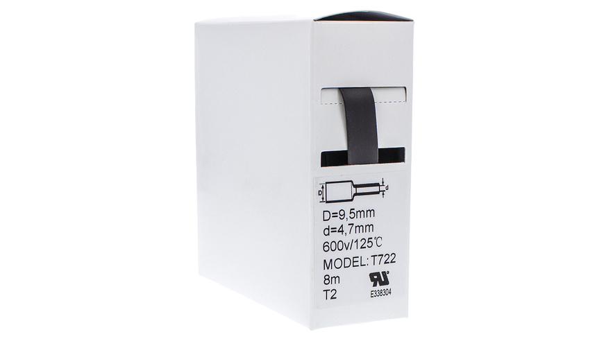 Schrumpfschlauch-Box, schwarz, 8 m, Durchmesser 9,5 mm