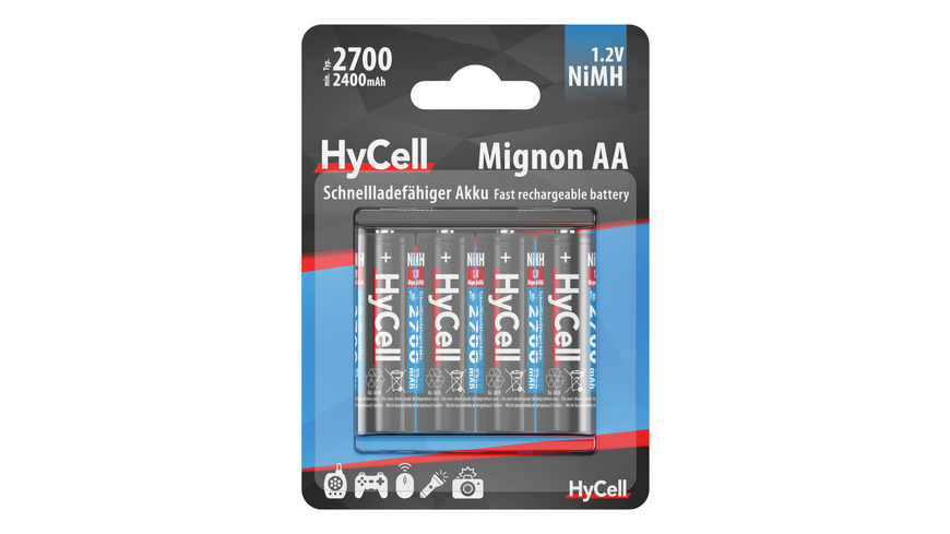 Hycell günstig Kaufen-Hycell NiMH-Akku Mignon AA, Typ 2700, 4er-Blister. Hycell NiMH-Akku Mignon AA, Typ 2700, 4er-Blister <![CDATA[Die wiederaufladbaren NiMH-Zellen verhelfen einer Vielzahl an Geräten zu einer hohen Leistungsstärke.]]>. 