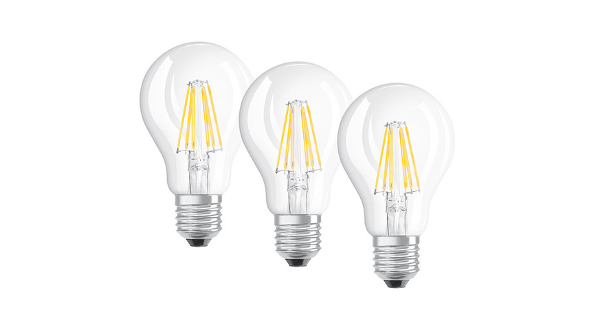 OSRAM 3er-Set LED RETRO Glass Bulb 7,5-W-LED-Lampe E27, klar