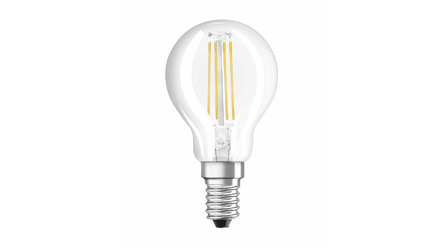 mit Faden günstig Kaufen-OSRAM LED RETROFIT 4-W-Filament-LED-Tropfenlampe, E14, klar, warmweiß. OSRAM LED RETROFIT 4-W-Filament-LED-Tropfenlampe, E14, klar, warmweiß <![CDATA[Diese mit innovativer LED-Filament-Technologie (LED-Fadenlampe) ausgestattete LED-Lampe vereinb