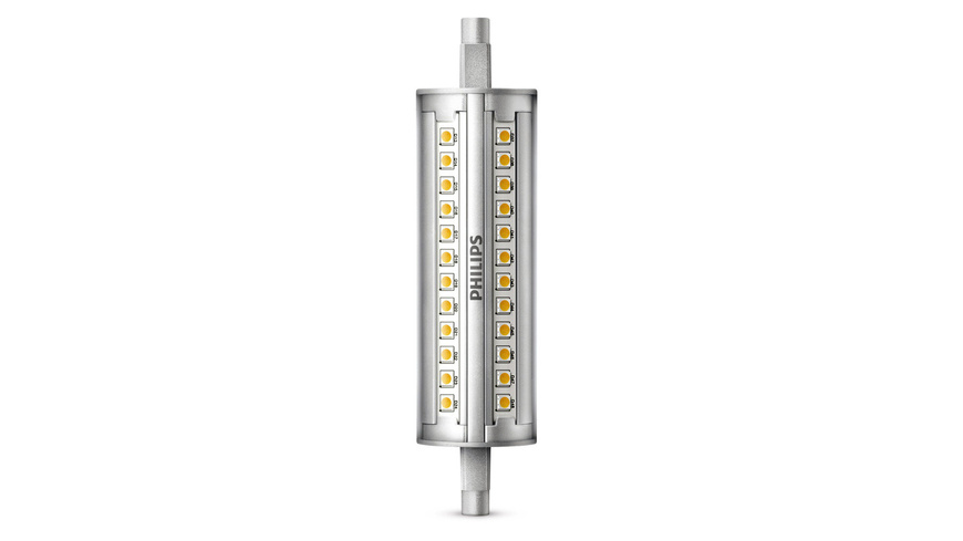Halogen Stablampe  günstig Kaufen-Philips CorePro LED 14-W-R7s-LED-Lampe 118mm, warmweiß, dimmbar. Philips CorePro LED 14-W-R7s-LED-Lampe 118mm, warmweiß, dimmbar <![CDATA[Diese hochwertige R7s-LED-Lampe kann Halogen-Stablampen bis ca. 100 W ersetzen und spart dabei bis zu 89 % 