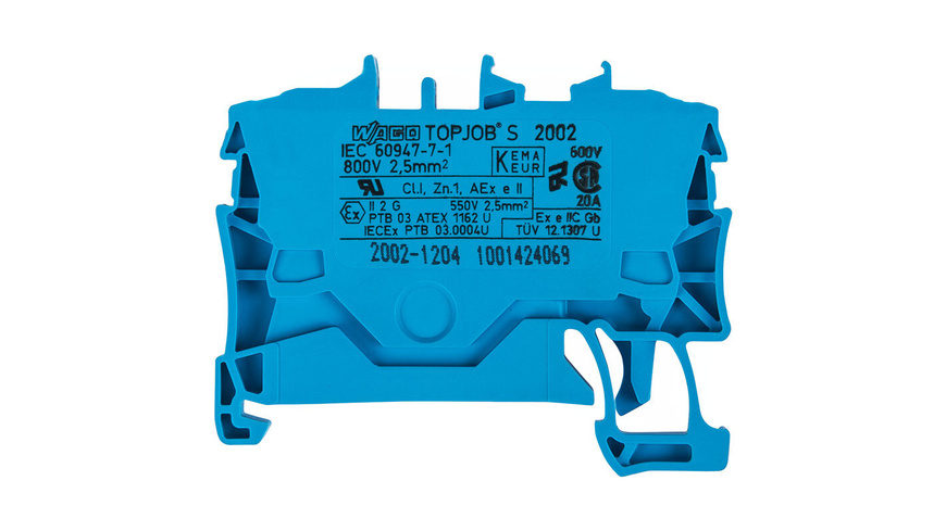Wago 2-Leiter-Durchgangsklemme 2002-1204, Blau, 2,5 mm²