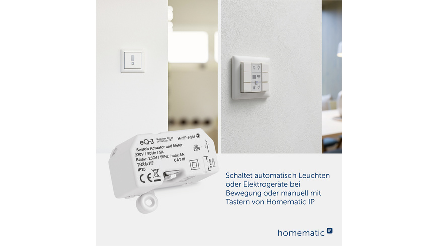 Homematic IP Smart Home Schalt-Mess-Aktor – Unterputz, HmIP-FSM