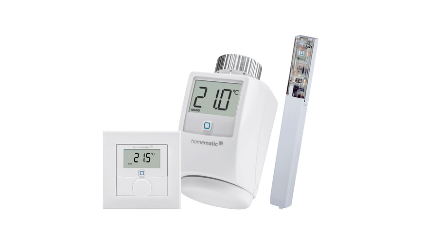 Homematic IP Erweiterungsset Raumklima mit Heizkörperthermostat, Wandthermostat und Tür-/Fensterkontakt verdeckter Einbau