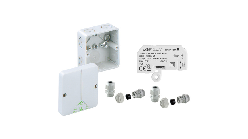 Homematic IP Smart Home Schalt-Mess-Aktor HmIP-FSM für den Außenbereich inkl. Verteilerdose ABOX