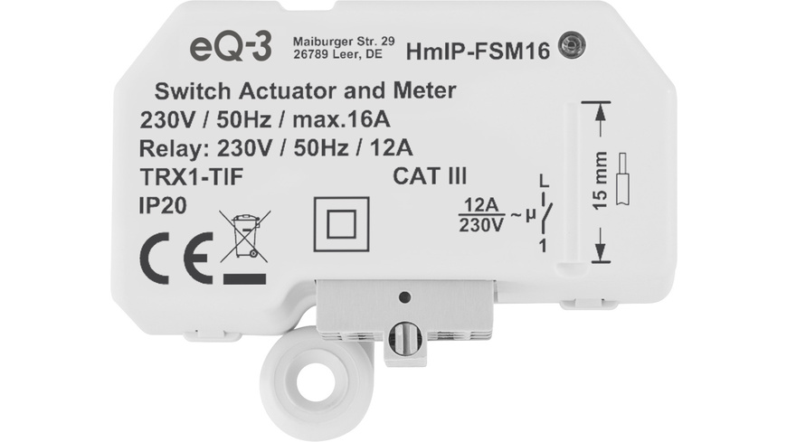 Homematic IP Smart Home Schalt-Mess-Aktor (16 A) – Unterputz, HmIP-FSM16
