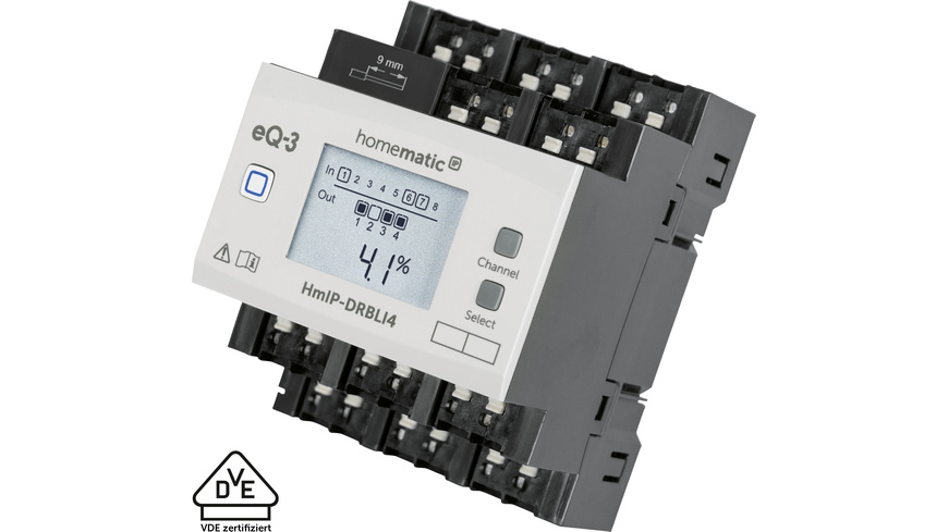 Homematic IP Smart Home Jalousieaktor für Hutschienenmontage – 4-fach, HmIP-DRBLI4