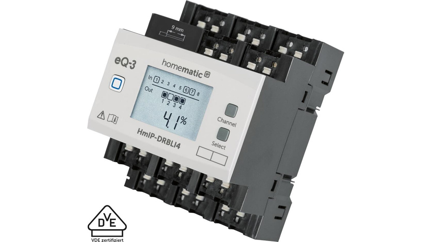 Homematic IP Smart Home Jalousieaktor für Hutschienenmontage – 4-fach, HmIP-DRBLI4