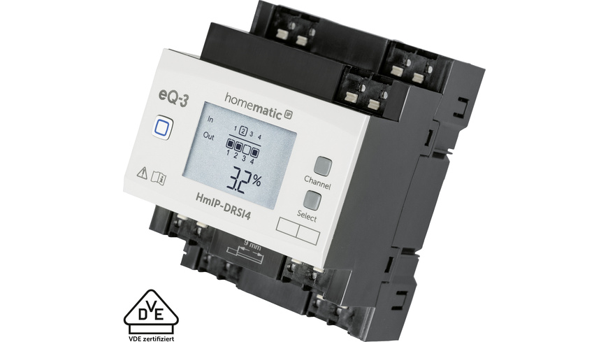 Homematic IP Smart Home Schaltaktor für Hutschienenmontage – 4-fach, HmIP-DRSI4