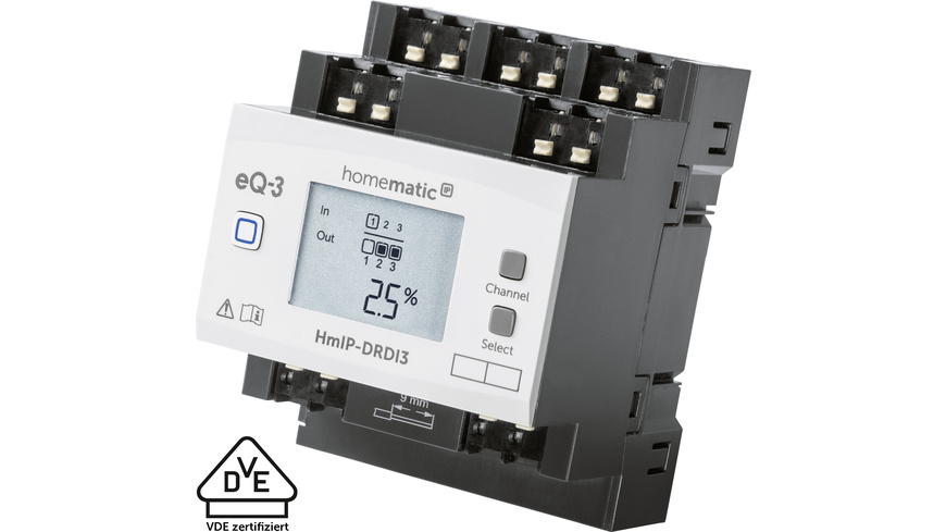 Homematic IP Smart Home Dimmaktor für Hutschienenmontage – 3-fach, HmIP-DRDI3