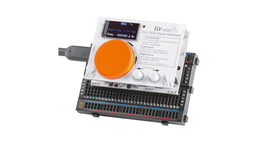 ELV Digitale günstig Kaufen-ELV Bausatz Mini-DDS-Signalgenerator, MDS1. ELV Bausatz Mini-DDS-Signalgenerator, MDS1 <![CDATA[Der Mini-DDS-Signalgenerator MDS1 arbeitet nach dem DDS-Prinzip,bei dem ein Sinussignal auf digitale Weise generiert wird und dadurch sehr frequenzstabil ist. 