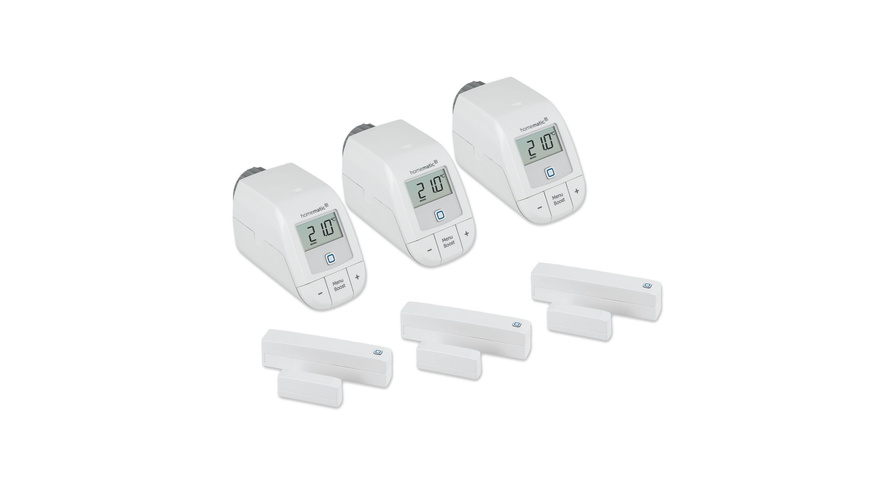 Homematic IP Smart Home 3er-Set Easy Connect- Heizkörperthermostat und Fenster- und Türkontakt