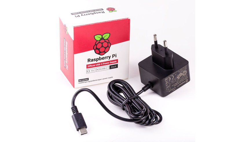 Raspberry Pi 4 USB-Netzteil Typ C, 5,1V 3A, 1,5 m Kabel, schwarz