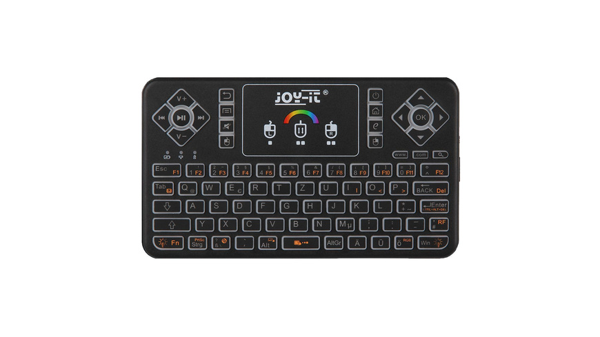 IR Wireless günstig Kaufen-Joy-IT Mini Wireless-Tastatur mit integriertem Maus-Touchpad und RGB-Beleuchtung, 2,4 GHz, QWERTZ. Joy-IT Mini Wireless-Tastatur mit integriertem Maus-Touchpad und RGB-Beleuchtung, 2,4 GHz, QWERTZ <![CDATA[Genau die richtige Tastatur für die mobile Nutzu