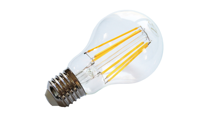 Form S günstig Kaufen-HEITEC 8-W-Filament-LED-Lampe A60, E27, 810 lm, warmweiß, klar. HEITEC 8-W-Filament-LED-Lampe A60, E27, 810 lm, warmweiß, klar <![CDATA[Rundherum abstrahlende,klare Filament-LED-Lampe mit klassischer Glühlampen-Form für Leuchten mit E27-Fassun