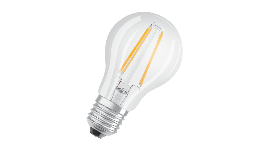 LED dimmbar günstig Kaufen-OSRAM 7-W-LED-Lampe A60, E27, 806 lm, warmweiß, klar, dimmbar. OSRAM 7-W-LED-Lampe A60, E27, 806 lm, warmweiß, klar, dimmbar <![CDATA[Rundherum abstrahlende, klare Filament-LED-Lampe mit klassischer Glühlampen-Form für Leuchten mit E27-Fassung