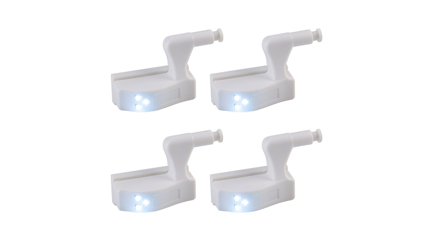 ChiliTec 4er-Set LED-Leuchte mit Drucktaster für Schubladen, Schränke, Kommoden - Batteriebetrieb