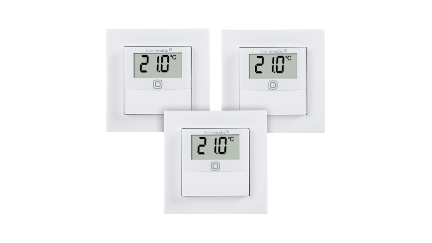 Homematic IP Smart Home 3er-Set Temperatur- und Luftfeuchtigkeitssensor HmIP-STHD mit Display, innen