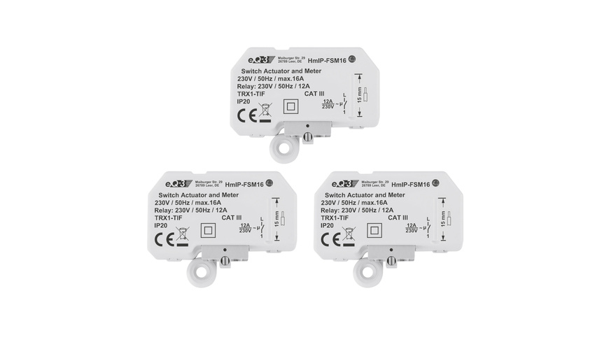 Homematic IP Smart Home 3er-Set Schalt-Mess-Aktor, 16 A, Unterputz
