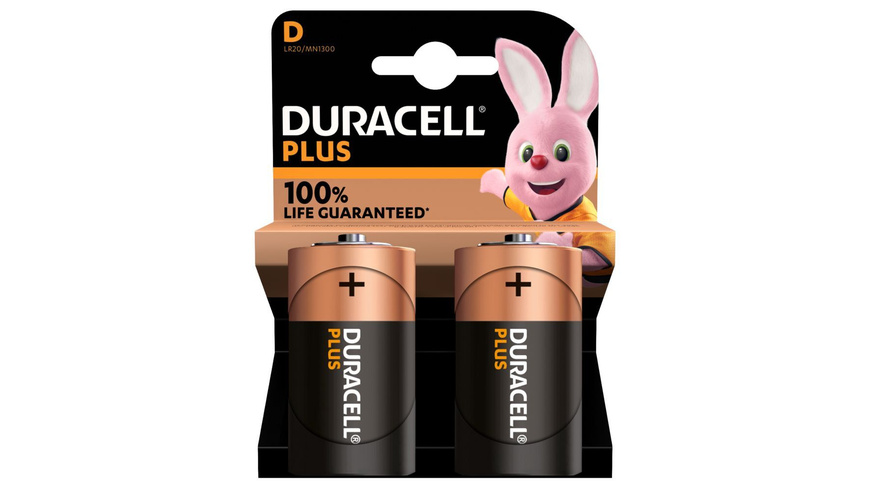 Duracell Plus Alkaline-Batterie D/Mono/LR20, 1,5V, 2er-Pack