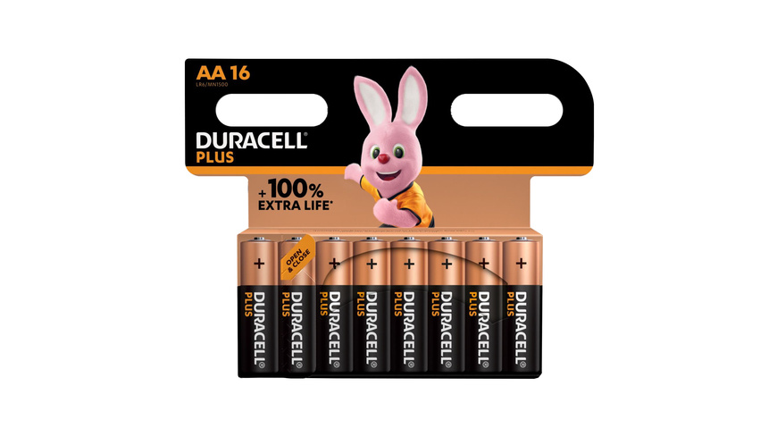 Duracell Plus Alkaline-Batterie AA/Mignon/LR6, 1,5 V, 16er-Pack