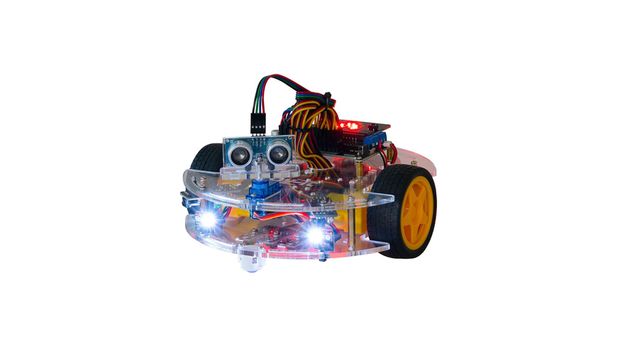 Joy-IT programmierbares Roboterauto Joy-Car inkl.  micro:bit v2 und beweglichem Ultraschallsensor