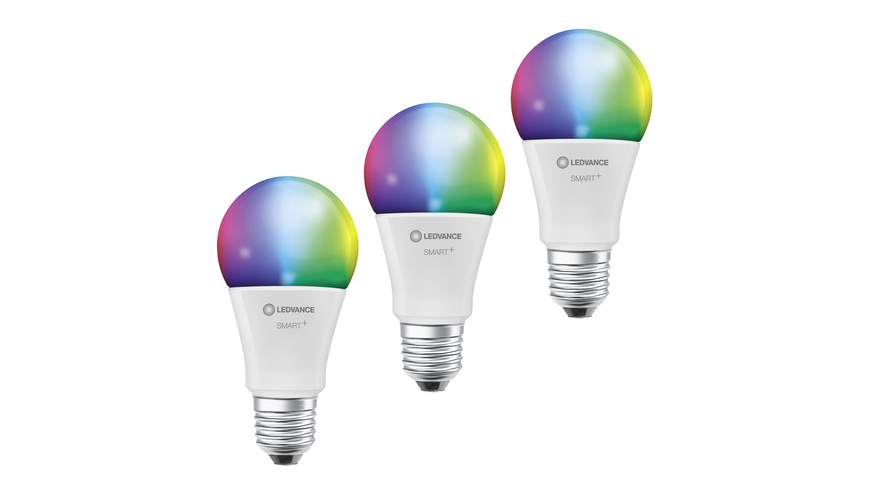LED dimmbar günstig Kaufen-LEDVANCE 3er-Set SMART+ WiFi 14-W-LED-Lampe A100, E27, 1521 lm, RGBW, 2700-6500 K, dimmbar, App. LEDVANCE 3er-Set SMART+ WiFi 14-W-LED-Lampe A100, E27, 1521 lm, RGBW, 2700-6500 K, dimmbar, App <![CDATA[Einfach Energie sparen mit smarter LED-Technik - dank