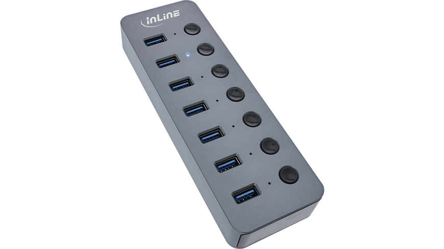 Port usb günstig Kaufen-InLine 7-Port-USB-3.2-Hub, mit Schaltern für jeden Port, max. 5 Gbit/s, Aluminium. InLine 7-Port-USB-3.2-Hub, mit Schaltern für jeden Port, max. 5 Gbit/s, Aluminium <![CDATA[USB-Anschlüsse am Computer werden mit Peripherie-Geräten, externen Fe