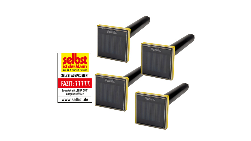 Vanish 4er-Spar-Set Solar-Maulwurfvertreiber MVT-2, Schallimpuls, Solarbetrieb, IP65