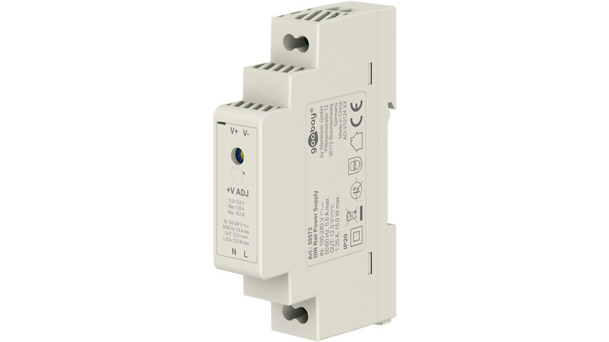 Goobay Hutschienennetzteil (DIN-Rail) 12 VDC, 1,25 A, 15 W, 2 Ausgänge