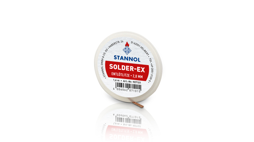 REPARATUR günstig Kaufen-Stannol Ablötlitze Solder-Ex 2.00 mm breit, 1.6 m. Stannol Ablötlitze Solder-Ex 2.00 mm breit, 1.6 m <![CDATA[Die Stannol Solder-Ex Entlötlitze ist für die Reparatur von Lötstellen entwickelt worden.]]>. 