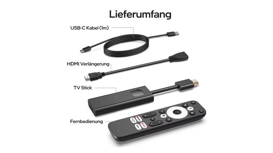 Orbsmart Android-TV-Stick Dcolor GD1, Android 11, 4K-Streaming, HDR, Sprachsteue
