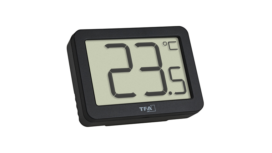 TFA Digitales Thermometer für Raumtemperatur-Erfassung, Magnetmontage, kompakt, schwarz