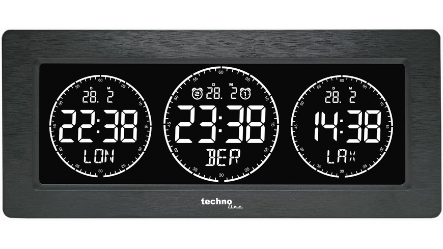 technoline Quarzwecker WT 458 mit 3 Uhrzeiten
